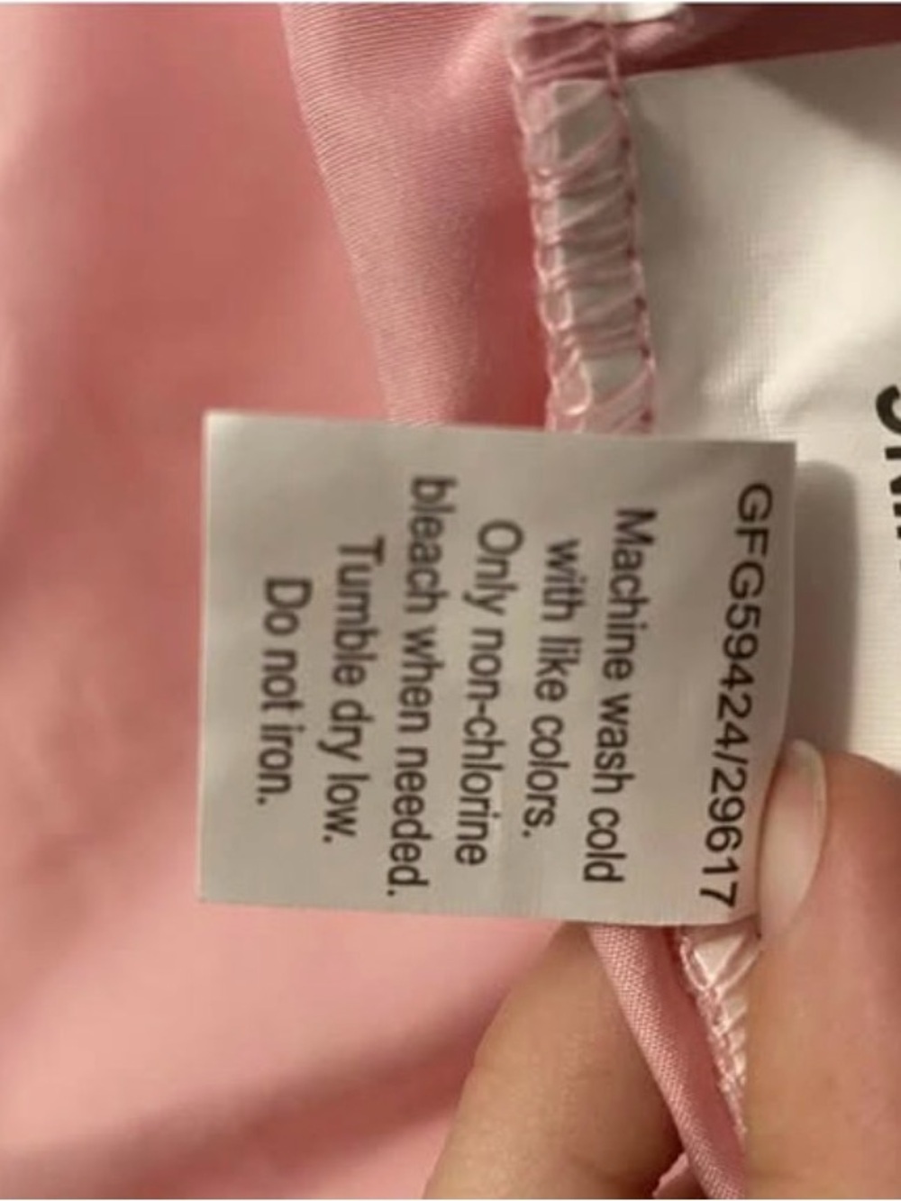 Soft Pink Fabric Piece with Care Tag - Picture 3 of 4